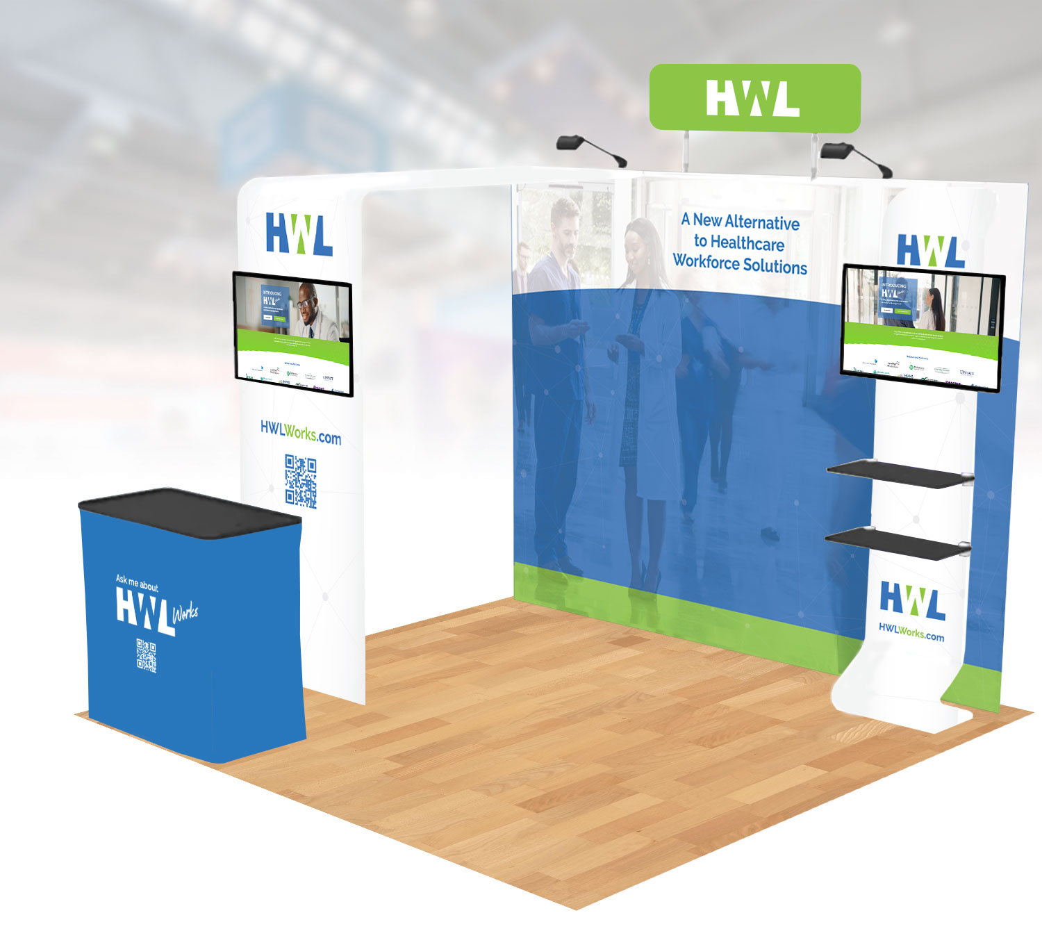 10ft-HWL-Booth-Mockup-Angled Jackson Healthcare Corporate Powerpoint Design